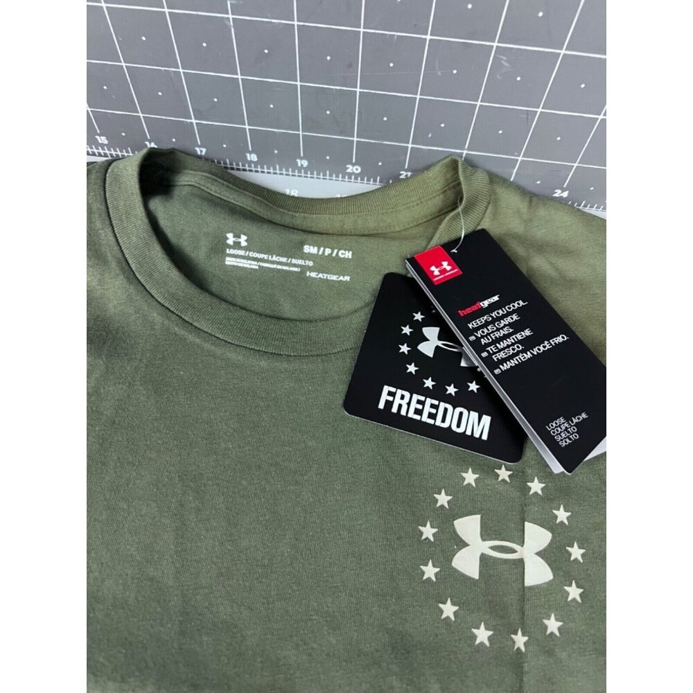 Men's Under Armour Freedom Flag Logo Tactical T Shirt NEW - Picture 3 of 7